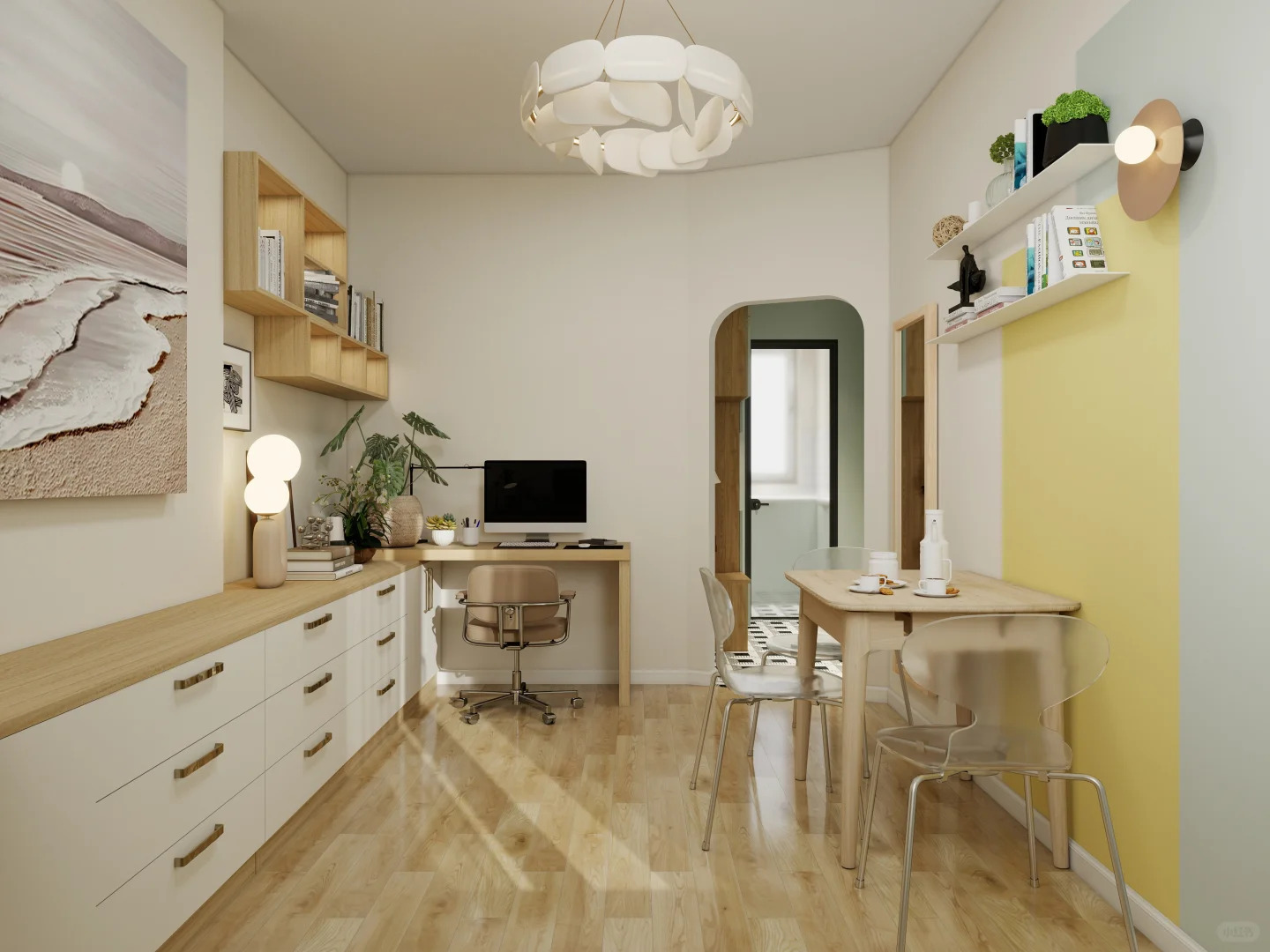 Grand réaménagement d'un petit appartement de 35 m² dans le Grand Paris 🌟 Jeu de couleurs géométriques