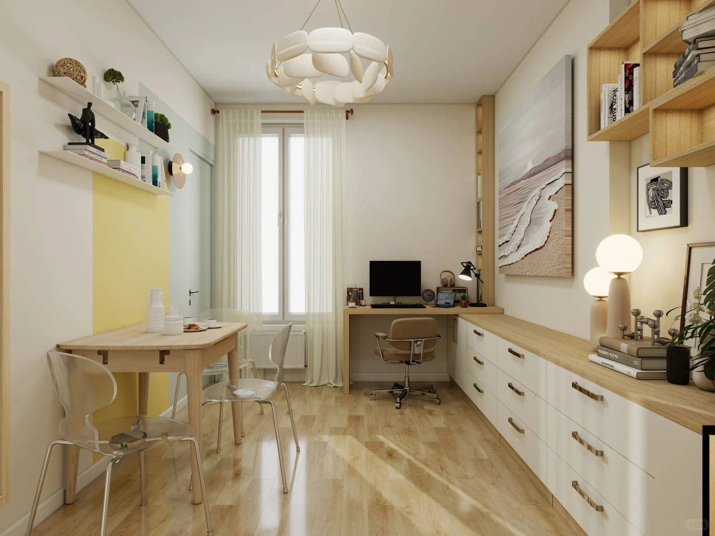 Grand réaménagement d'un petit appartement de 35 m² dans le Grand Paris 🌟 Jeu de couleurs géométriques